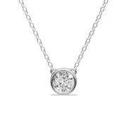 Bevilles Bezel Pendant Necklace with 0.80ct of Laboratory Grown Diamonds in Sterling Silver and