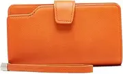 [SKUZA] Wallet,Card Bag,Women's Purse 3 Fold Wallet Female Leather Wallet Women Long Coin Purse Many Card Slot Wallets (Blue) (Color : Orange)