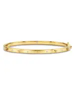 Temple St. Clair 18K Yellow Gold Diamond Granulated Bangle Bracelet