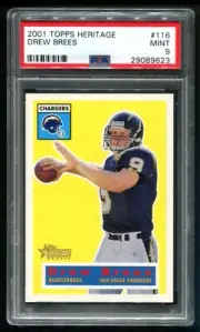 2001 Topps Heritage Drew Brees RC 388/1956 PSA 9 MINT