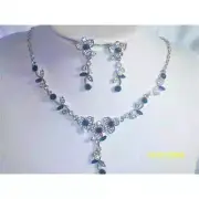 Blue rhinestone necklace bridal MOB prom party ballroom drag queen necklace