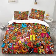 v1478 Bed Sheets Spongebobs Bedding Set Cartoon Duvet Cover Sets Pillowcase Twin Full Queen King Bedclothes Popular Bed Linen Sets 3-Piece Bedding Se