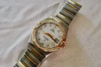 在飛比找Yahoo!奇摩拍賣優惠-Omega 50週年 星座系列 原鑲鑽錶