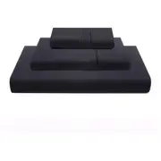 Ausdin Twin 3 Pc Bedding Sheet Set Black Flat Pilliwcase Fitted Sheet Deep Pocke