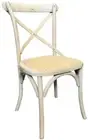 DENYS FRENCH PROVINCIAL RAW CROSSBACK DINING CHAIR TIMBER/RATTAN
