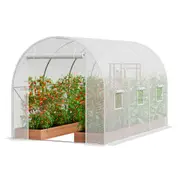 Walk-in Tunnel Greenhouse 9.58x6.43x6.23ft Galvanized Frame PE Cover White