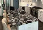 Elegant Black Agate Geode Stone Kitchen Island Top – Luxury Countertop for Home