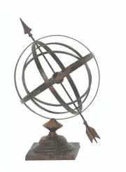 Iron metal Garden Arrow Armillary Sphere Sundial Antique Bronze finish