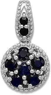[JewelryWeb] 925 Sterling Silver Polished and Sapphire Circle Pendant Necklace-Pendant for Women