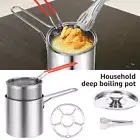 Deep Fryer with Strainer Basket and Handle Stainless Steel Fry Pot Food GU