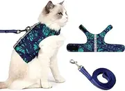 Cat Harness and Leash for Walking Escape Proof Air Mesh Fabric Outdoor Walking Vest with Reflective Strips for Cute Cats and Small Dogs(L, Dark Green)