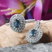 Set Teal Kyanite, Madagascar Paraiba Apatite, White Topaz Sterling Silver sz 5