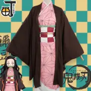 Demon-Slayer: Kimetsu no Yaiba Kamado Nezuko Cosplay Costume Long Robes Kimono