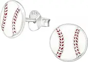 [SAE99] Baseball/Softball Mom .925 Sterling Silver Very Tiny Stud Earrings, Tragus Cartilage and Helix Piercing Jewelry, 8 mm x 8 mm, Sterling Silver, No Gemstone