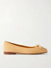 [Manolo Blahnik] Manolo Blahnik - Veralli Bow-detailed Suede Ballet Flats - Yellow - IT40 IT 40 Yellow