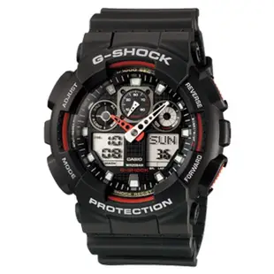 【CASIO 卡西歐】G-SHOCK 數位指針雙顯運動錶(GA-100-1A4DR)