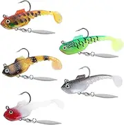 Pack of 5 Perch Baits, Rubber Bait, Trout, Durable Portable Rubber Fish Fishing Lure for Trout, Perch, Men, Fishing Gifts, Reusable Fishing Bait for Fresh and Saltwater