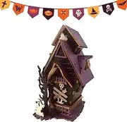 Halloween Haunted Building | Halloween Haunted House Decor - 3D Lighted Rustic Ornaments Horror Room Home Fireplace for Farmhouse Party Decoration Room