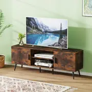 Advwin TV Cabinet 140cm Wooden Entertainment Unit Stand Media Console Table Walnut