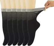 Yomandamor 6 Pairs Ladies Bamboo Diabetic Crew Socks Seamless Soft top Socks,Size 3-8 UK