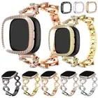 Diamond Stainless Band / PC Case For Fitbit Sense 2 Versa 3 4 Watch Metal Strap