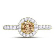 14k Yellow Gold Round Brown Diamond Solitaire Bridal Engagement Ring 1 Cttw