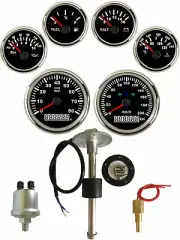 6 Gauge Set with Senders Speedometer GPS 200KM/H Tacho Fuel Volts Oil Temp Black
