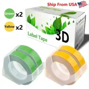 (2Green+2Yellow) LabelTape Fit For Dymo 20008CP Dymo 15447 Label Makers