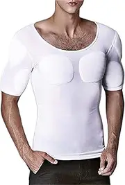 [ARSAVDCG] Men False Muscle Chest T-Shirt Fake Shoulders Padded Undershirt Breathable Soft Invisible Compression Vest