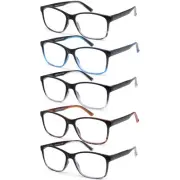 5 Pack Blue Light Blocking Reading Glasses for Men with Spring Hinge 1.5 Fash...
