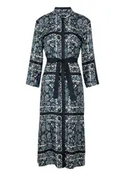 S Max Mara Ernesta Printed Silk-satin Midi Dress - Navy - 12 (UK12 / M) 12 (UK12 / M)