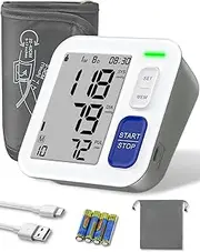 Blood Pressure Monitor, Upper Arm Digital BP Machine with 22-42cm BP Cuff, 2 x 90 Memories, Carry Case and Batteries Included, Heart Rate Monitoring Meter for Nurse Diabetic Adult