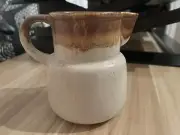 McCoy Light Brown Drip Glaze And Cream Pottery Pitcher Vintage