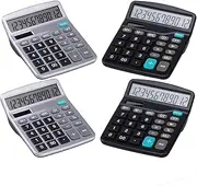 [Lichamp] Desk Calculators with Big Buttons and Large Display, Office Desktop Calculator Basic 12 Digit with Solar Power and AA Battery (4 Packs Included), 4 Bulk Pack
