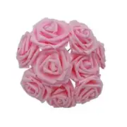 20x Pink 2 7cm Foam Flowers Rose Stems Artificial Wedding Bride Bouquet