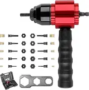 YUZES Rivet Nut Tool Adapter for Cordless Drill Electric- Newly Labor-Saving Rivet Nut Gun Kit with 5 Metric and 5 SAE Mandrels and 50Pcs Assorted Rivet Nuts, Rugged Carrying Case