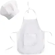 Vaveren Babies White and Chef Costume Photography Prop, Uniform Costume Photo Props Outfits Chef Hat + Apron Set for Boys and Girls, Boy Large