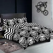 Dark Skull Design Cotton Quilt/Doona/Duvet Cover Pillowcase Set