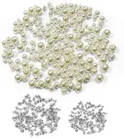 [WELANE] Pearl Rivet Studs, 180 PCS White Round Pearl DIY Knitting Sewing Crafts with Studs Buttons for Purse, Bags, Shoes, Leather, Craft Repairs Decor (3 Kind)