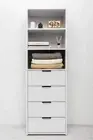 NNEDSZ GENEVA 3 SHELF 4 DRAWER BUILT IN WARDROBE - WHITE - VJ PANEL - PULL BLACK