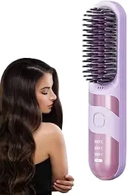 Cordless Hair Straightener | Multifunctional Curler Brush,2-in-1 Cordless Ionic Hair Straightener Brush Anti-scalding for Travel, Salon, Home
