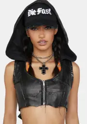 [Junker] Leather Hooded Vest