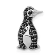14k White Gold 1/5ct Black Diamond Penguin Chain Slide Pendant