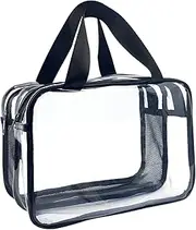 [Generic] Portable Toiletry Bag, Double Layer Waterproof Cosmetic Bag, Dry-Wet Separation, Transparent Toiletry Bag, Storage Bag for Swimming Fitness, Transparent Cosmetic Bag, Organiser, transparent, Siehe
