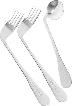 UPKOCH 1 Set Elbow Spoon Fork Angled Spoon Metal Angled Spoon Tableware Lightweight Spoon Practical Spoon Angled Assist Tableware Disabled Fork Elder Stainless Steel and Fork Feed