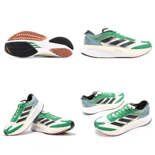 【adidas 愛迪達】慢跑鞋 Adizero Boston 11 M 男鞋 白 綠 中長跑 避震 輪胎大底 運動鞋 愛迪達(HQ3694)