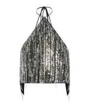 Pinko Sequinned Open-Back Crop Top S,XS,L,M Black