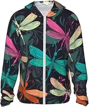 [LHBWCVN] UPF 50+ Light Jacket Full Zip Sun Protection Hoodie for Women Men Long Sleeve Cute Dragonfly Sun Shirts