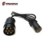 TROJAN Trailer Adaptor Large Round 7 Pin Plug to Small Round 6 Pin Socket