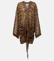 [The Attico] The Attico Zebra-print cotton muslin minidress AU 14 brown